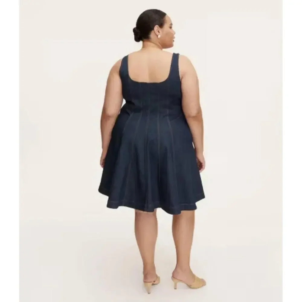 New Kate Spade, Target Women's Denim Seamed Mini Dress Dark Blue Size 8 Medium M - Picture 8 of 10